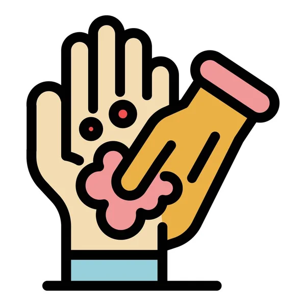 Hands Sanitizer Symbol Farbe Umrissvektor — Stockvektor