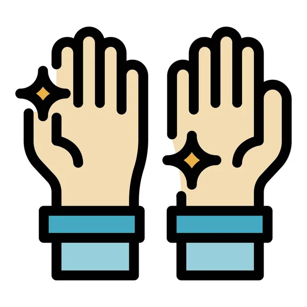 Lesklé čisté ruce ikona barva obrysu vektor — Stockový vektor