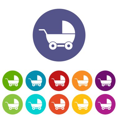 Bebek arabası düz simgesi