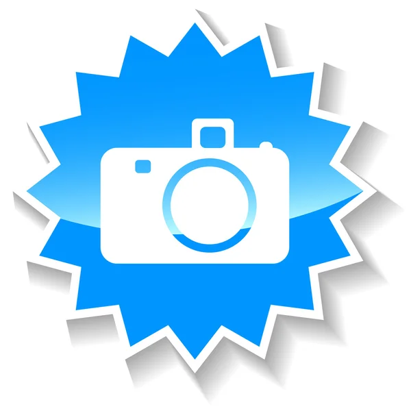 Macchina fotografica icona blu — Vettoriale Stock