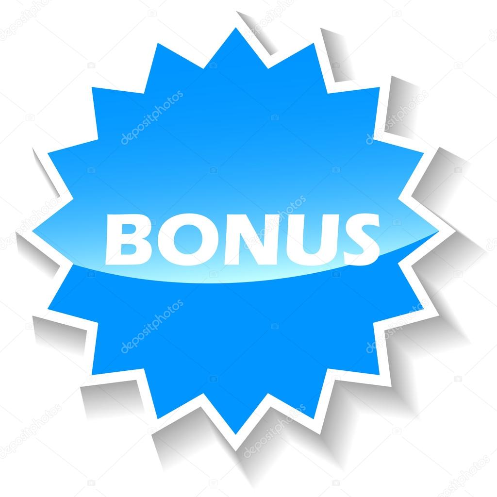 Bonus web blue icon on a white background. Vector Illustration