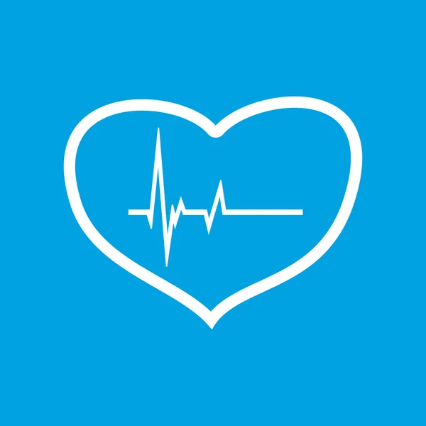 Heartbeat icona bianca — Vettoriale Stock