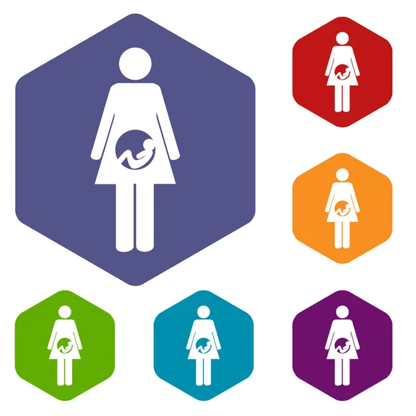 Pregnancy rhombus icons — Stock Vector