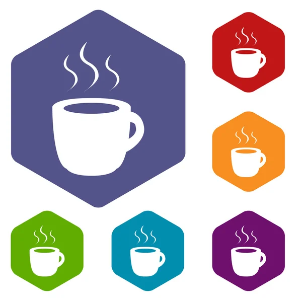 Coffee rhombus icons — Stock Vector