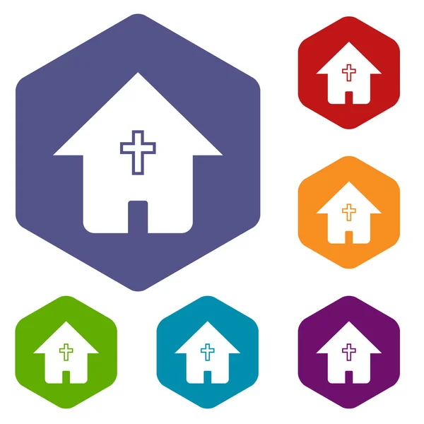 Protestantiska kyrkan rhombus ikoner — Stock vektor