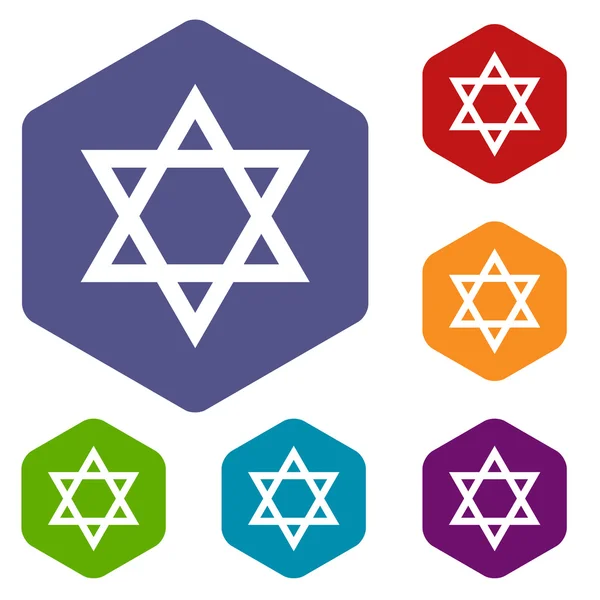 Iconos de rombo judaísmo — Vector de stock