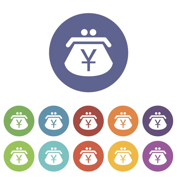 Yen portemonnee platte pictogram — Stockvector