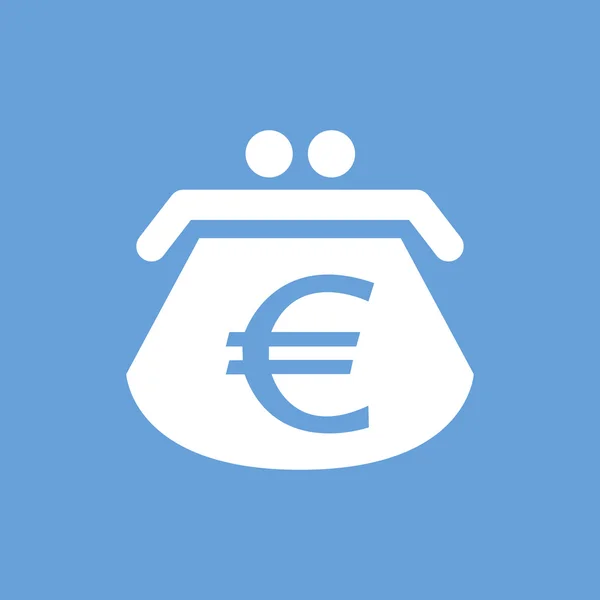 Euro Geldbörse weißes Symbol — Stockvektor