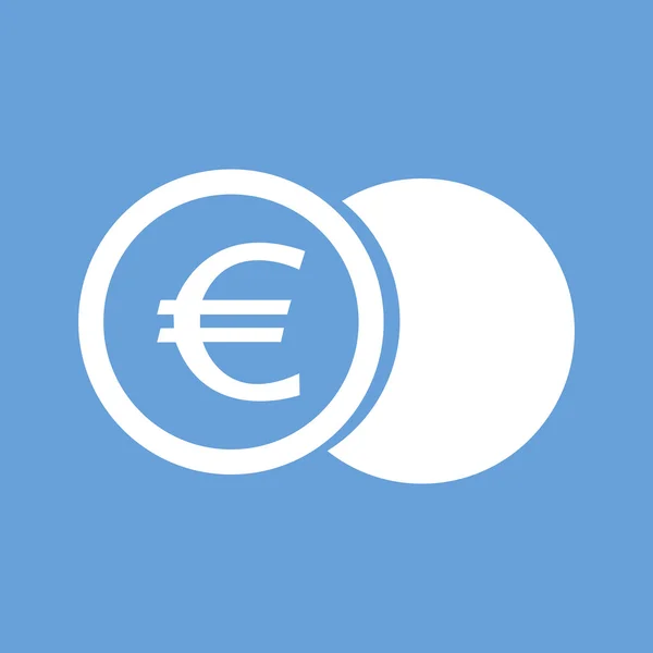 Moneta Euro icona bianca — Vettoriale Stock