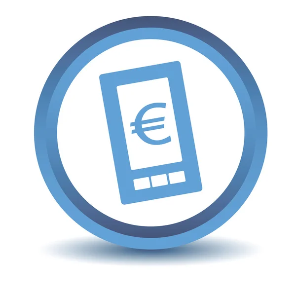 Icono azul del teléfono euro — Vector de stock