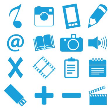 Benzersiz mavi Icons set