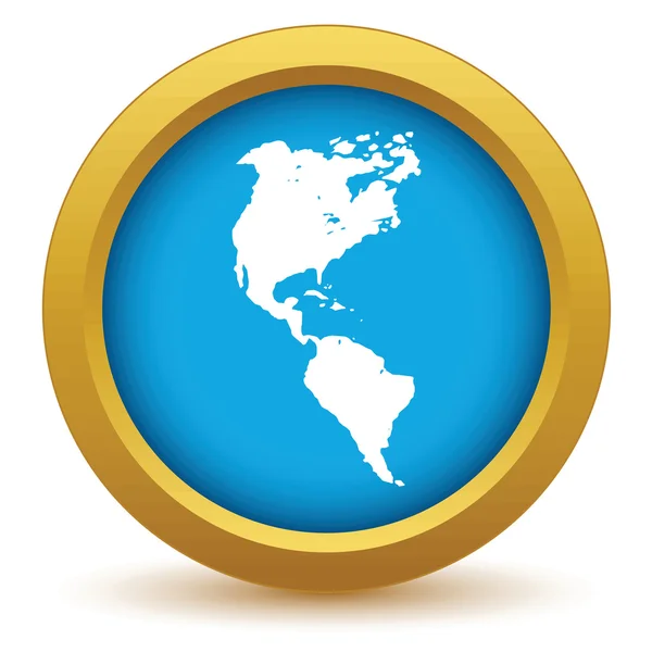 Gold continent America icon — Stock Vector