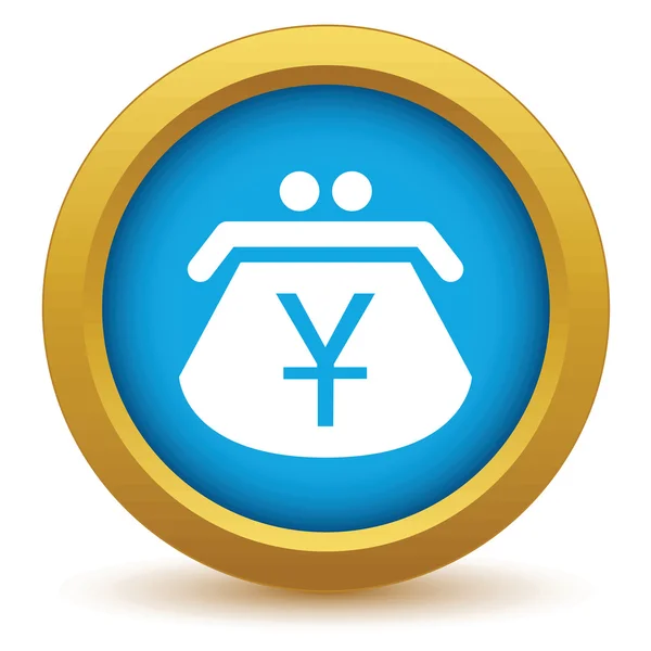 Gold yen purse icon — Stock Vector