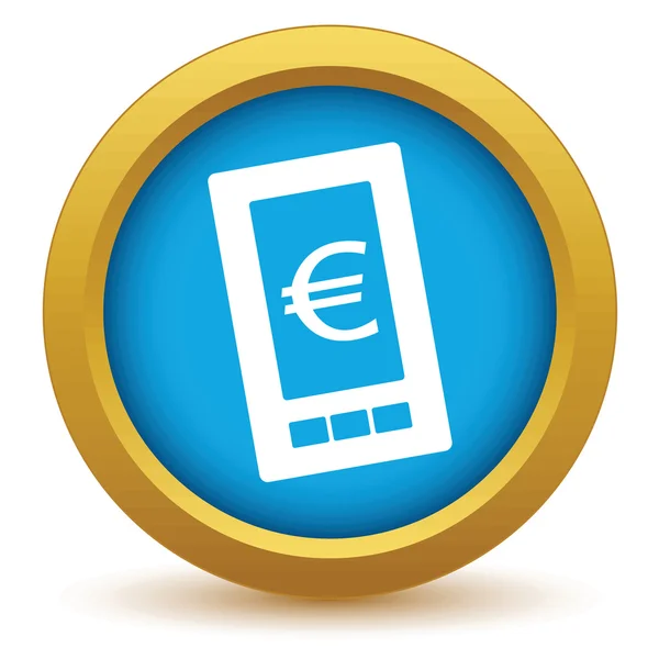Ícone de telefone de ouro euro — Vetor de Stock