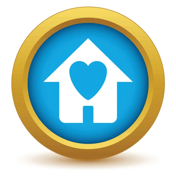 Gold love house icon — Stock Vector