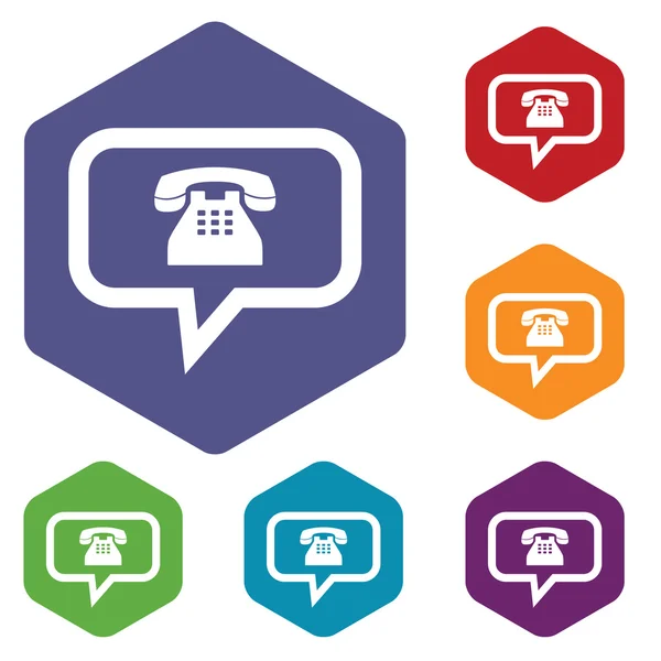 Conversation téléphonique icônes losange — Image vectorielle