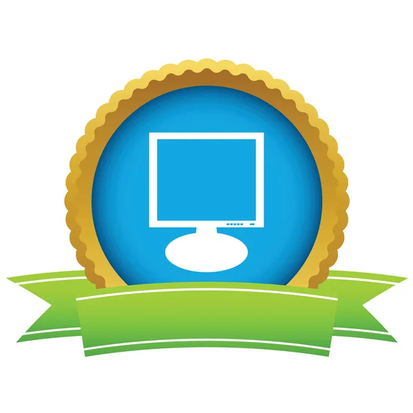 Logo monitor oro — Vettoriale Stock