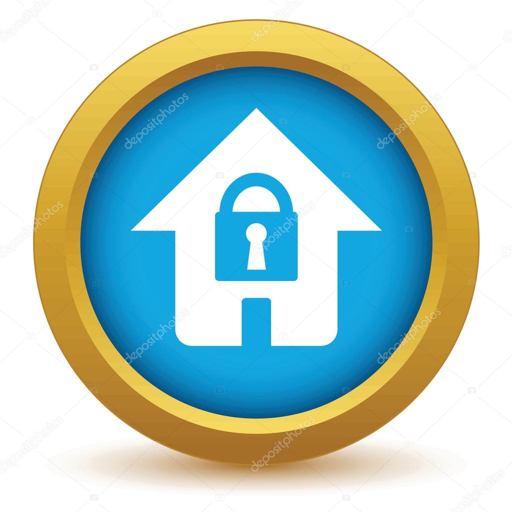Gold lock house icon