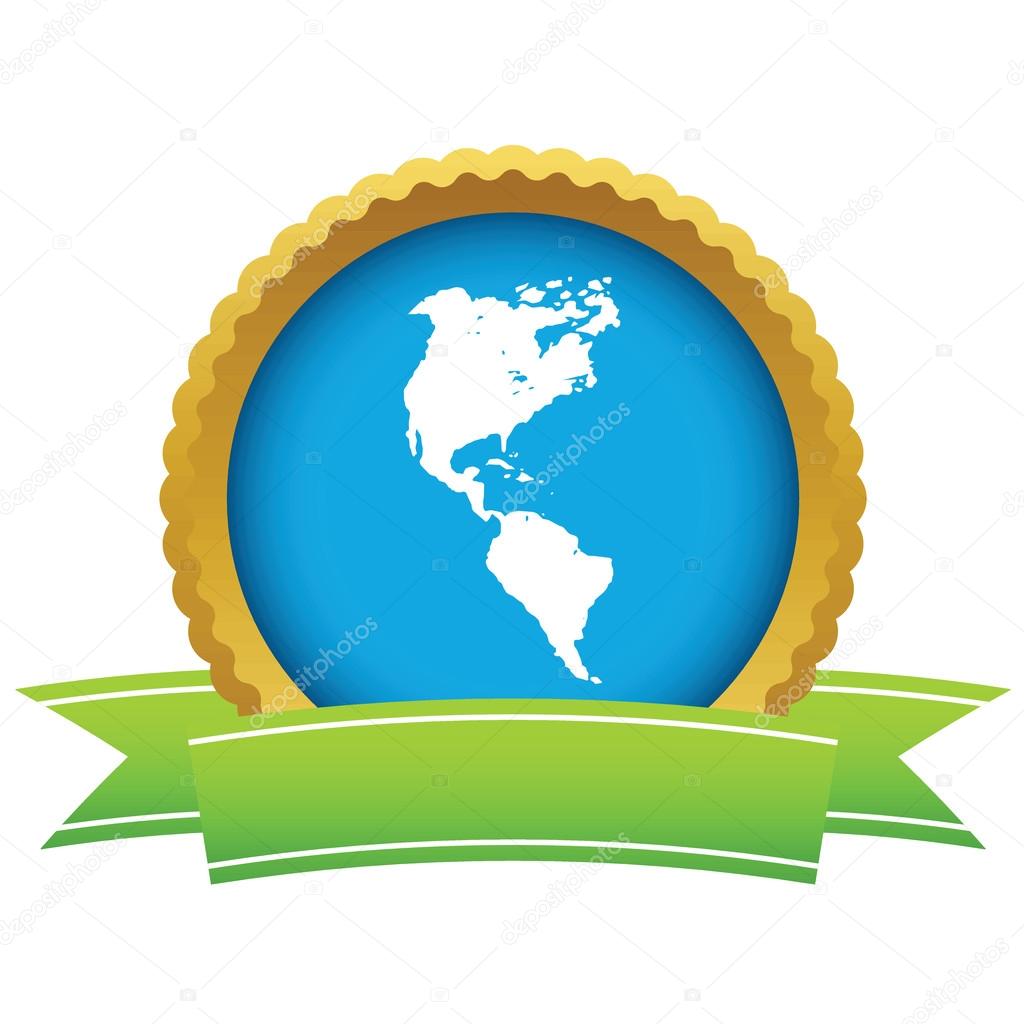 Gold continent America logo on a white background. Vector illustration