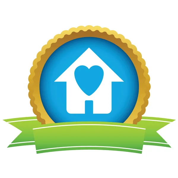 Gouden liefde huis logo — Stockvector