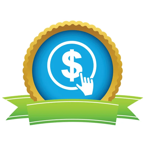 Kliknij w logo złoty Dolar — Wektor stockowy