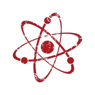 Kırmızı grunge atom logosu