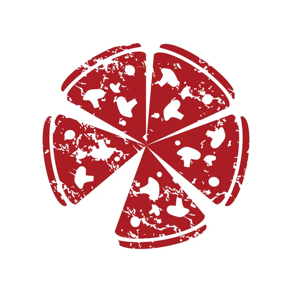 赤いグランジ ピザ ロゴ — ストックベクタ
