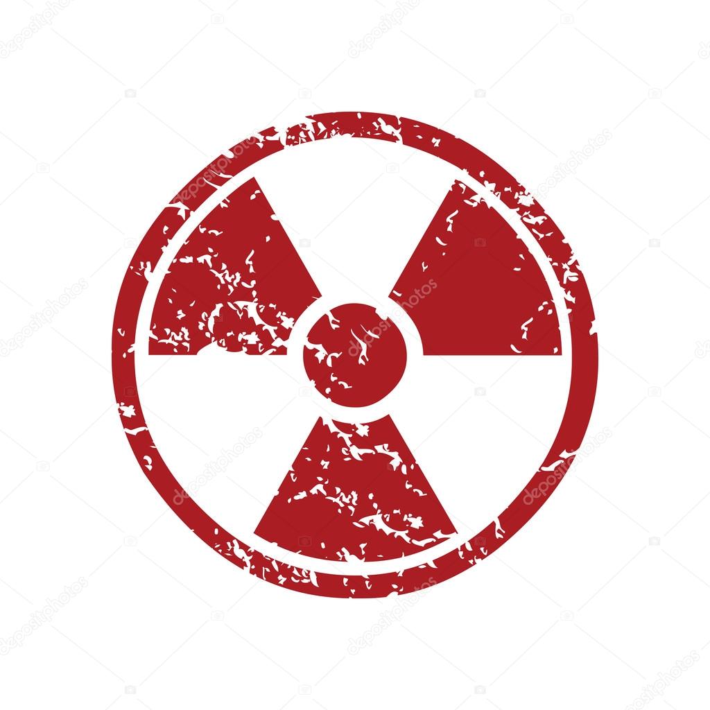 Red grunge nuclear logo on a white background. Vector illustration