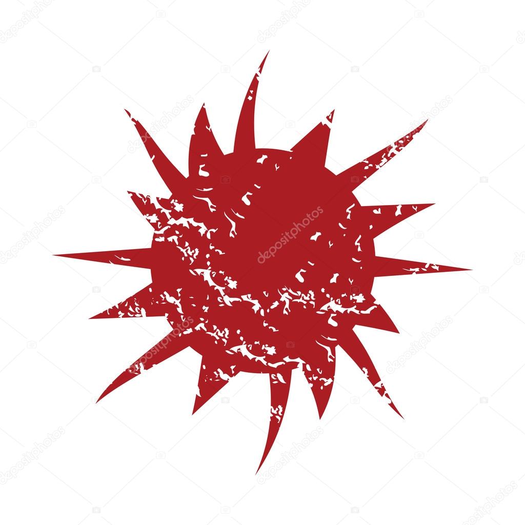 Red grunge sun logo