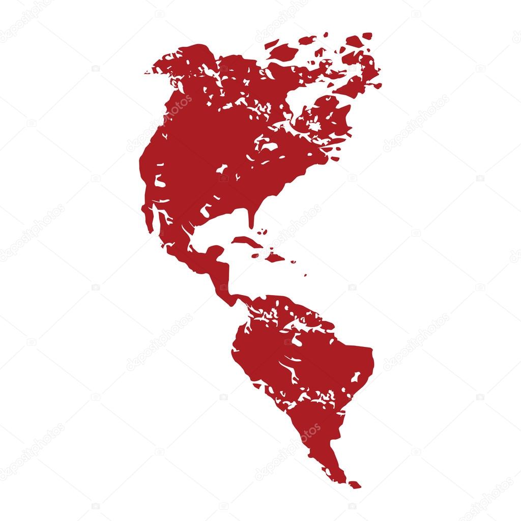 Red grunge continent America logo on a white background. Vector illustration