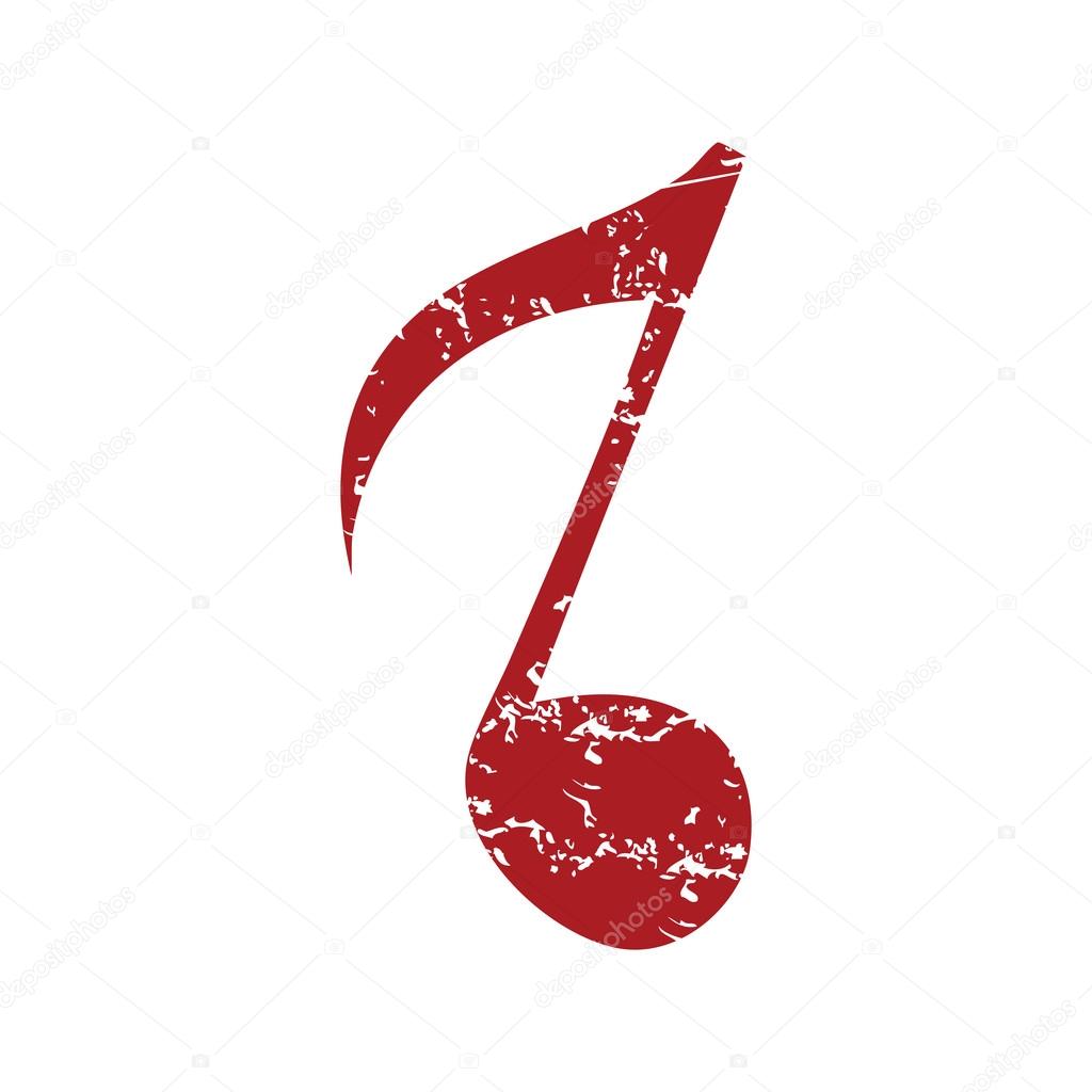 Red grunge musical note logo