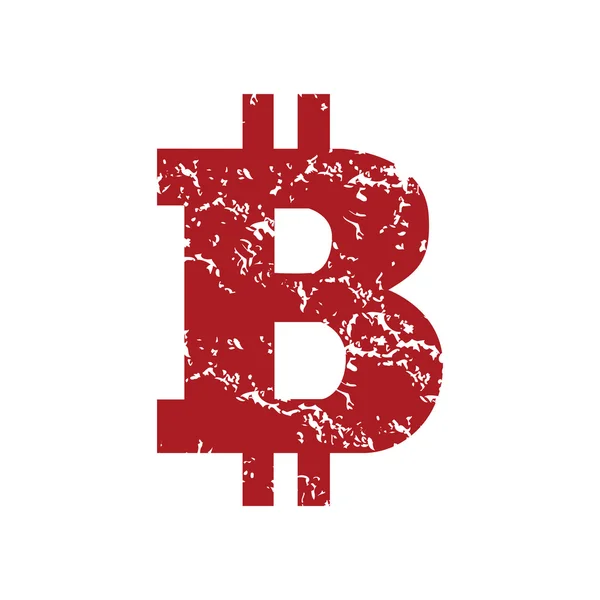 Red grunge Bitcoin logo — Stock Vector