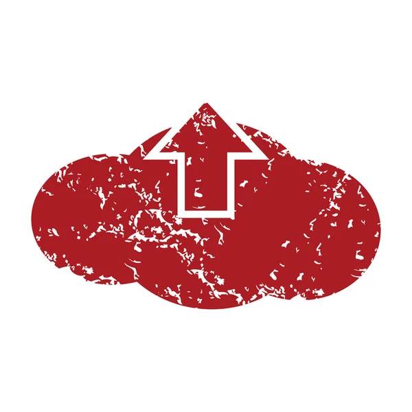 Červený grunge nahrát mrak logo — Stockový vektor