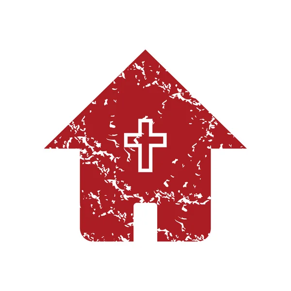 Rotes Grunge-Kirchenlogo — Stockvektor