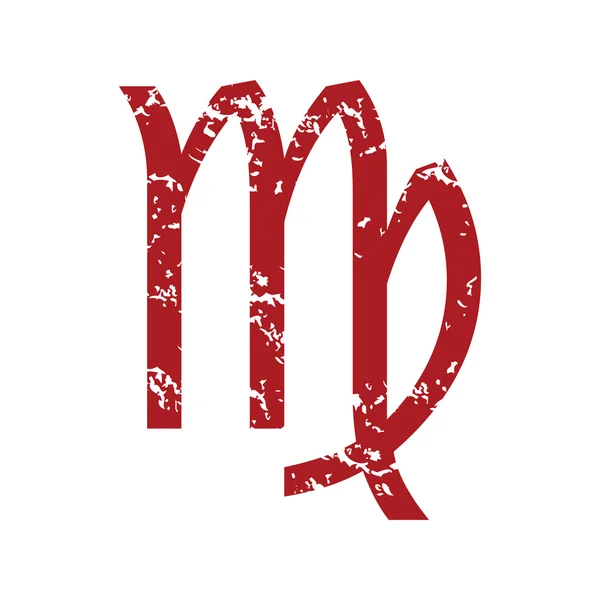 赤いグランジおとめ座ロゴ — ストックベクタ