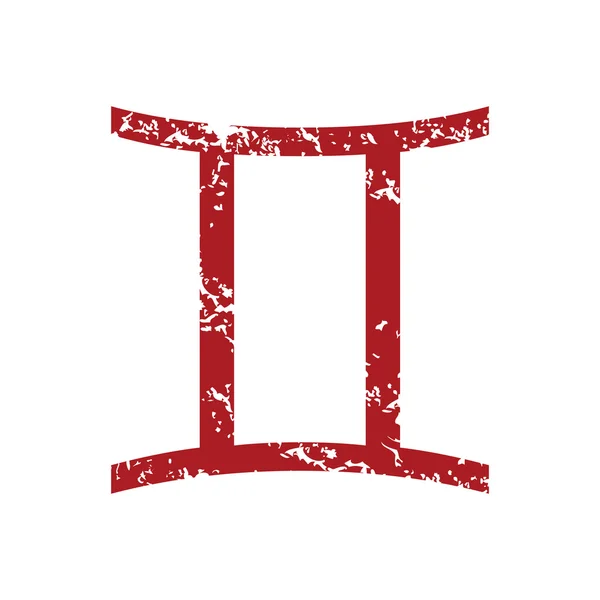赤いグランジ ジェミニ ロゴ — ストックベクタ