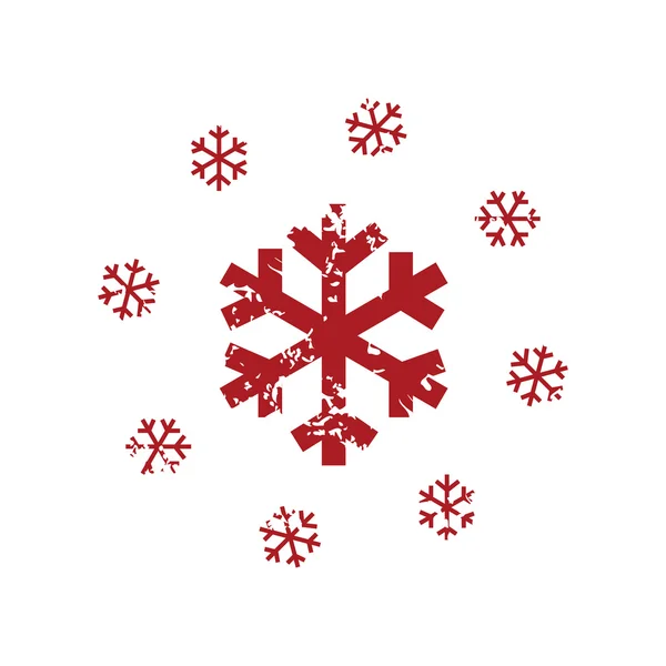 赤いグランジ雪ロゴ — ストックベクタ