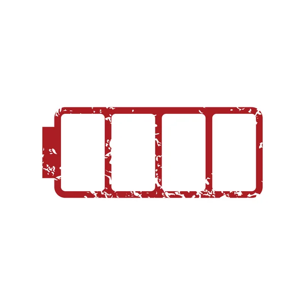 Red grunge empty battery logo — Stock Vector