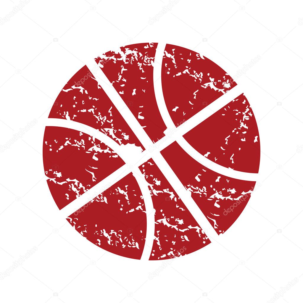 Red grunge basketball logo on a white background. Vector illustration