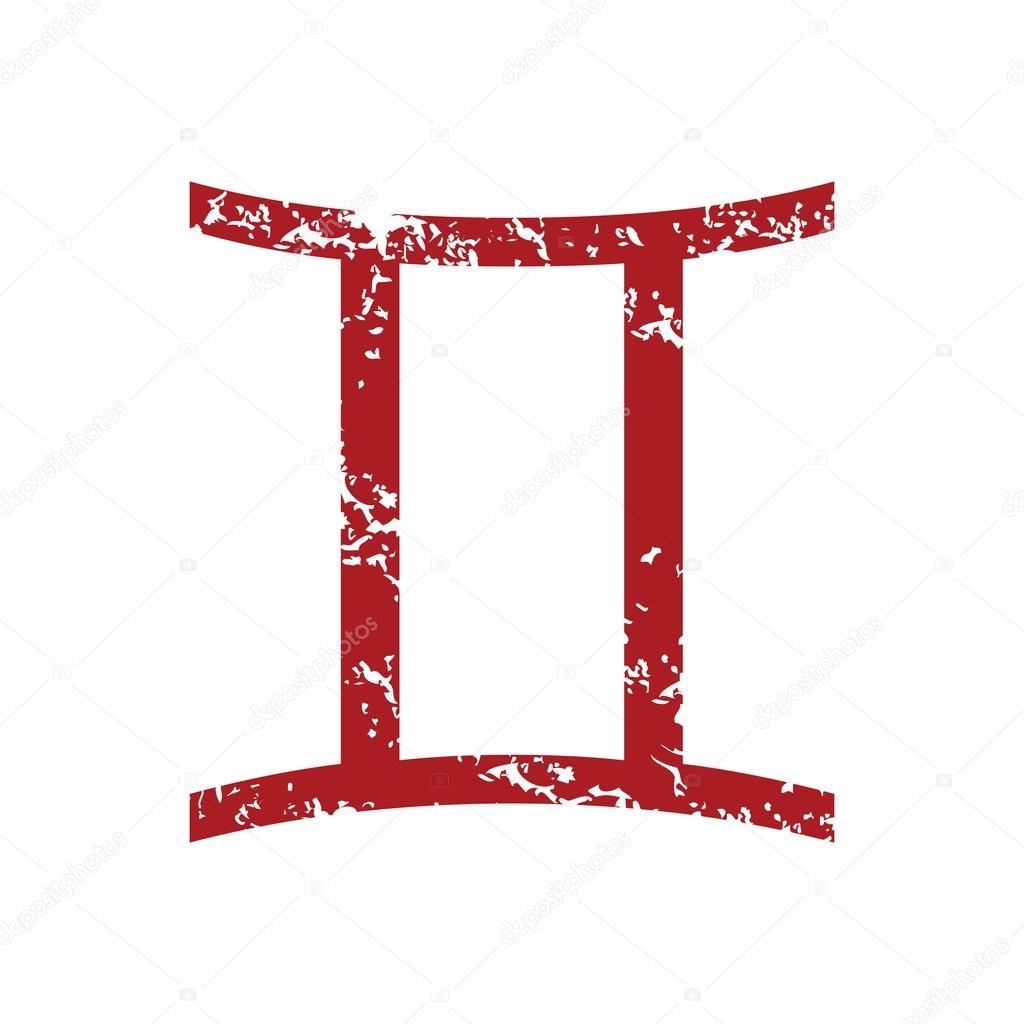 Red grunge Gemini logo on a white background. Vector illustration