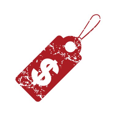 Kırmızı grunge Doları etiketi logosu