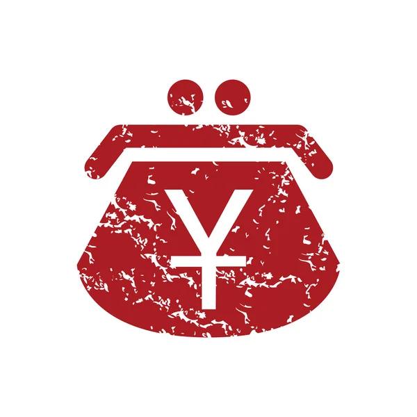 Κόκκινο grunge γιεν πορτοφόλι λογότυπο — Διανυσματικό Αρχείο