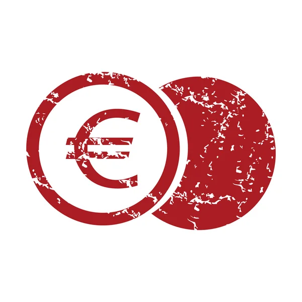 Logo moneda euro grunge rojo — Vector de stock
