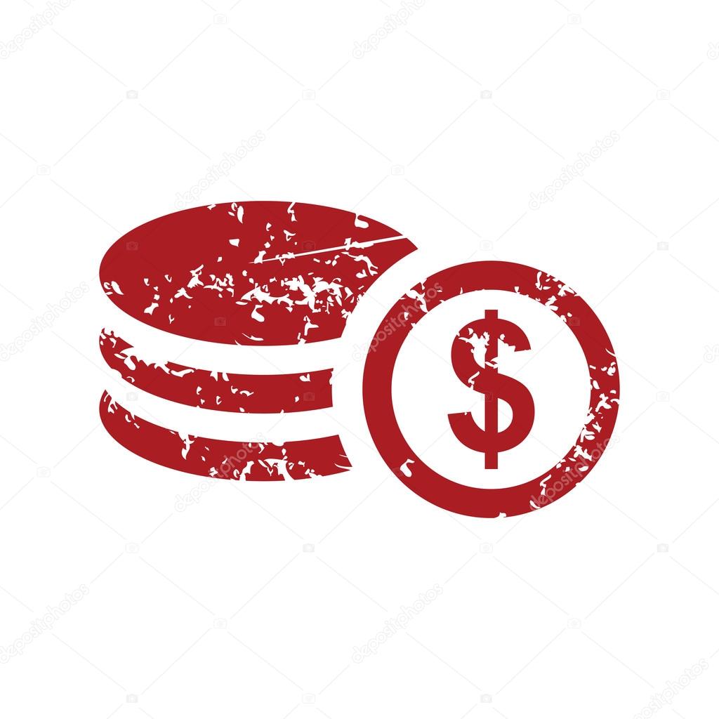 Red grunge money logo on a white background. Vector illustration