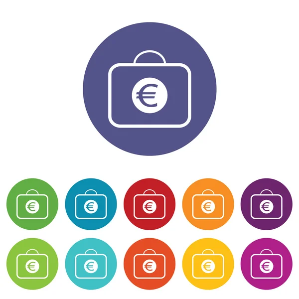Taška s nastavit ikonu symbolu euro — Stockový vektor