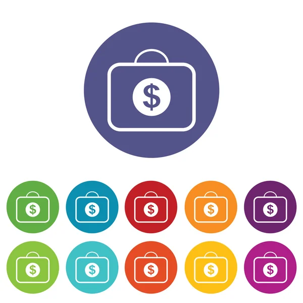 Bag with dollar symbol icon set — Stock Vector