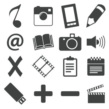 6 basit siyah Icon set