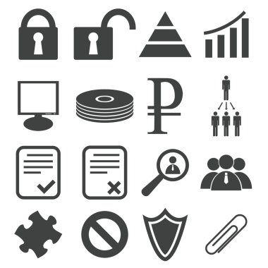 12 basit siyah Icon set