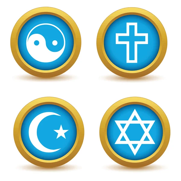 Conjunto de símbolos religiosos icono — Vector de stock