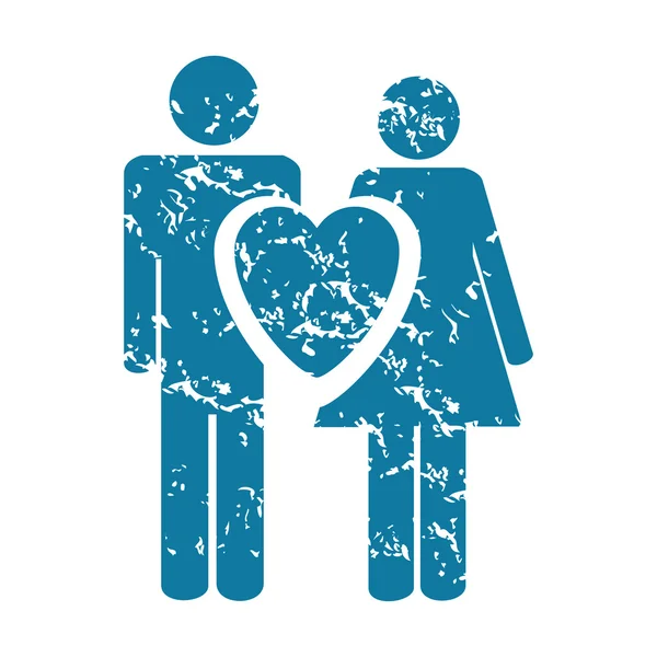 Grunge couple in love icon — Stock Vector